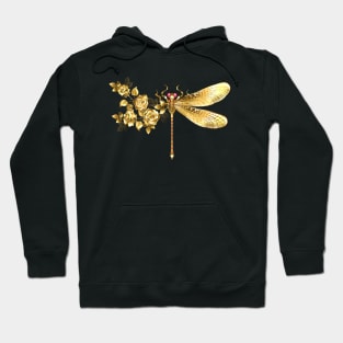 Golden flower dragonfly with rose Hoodie